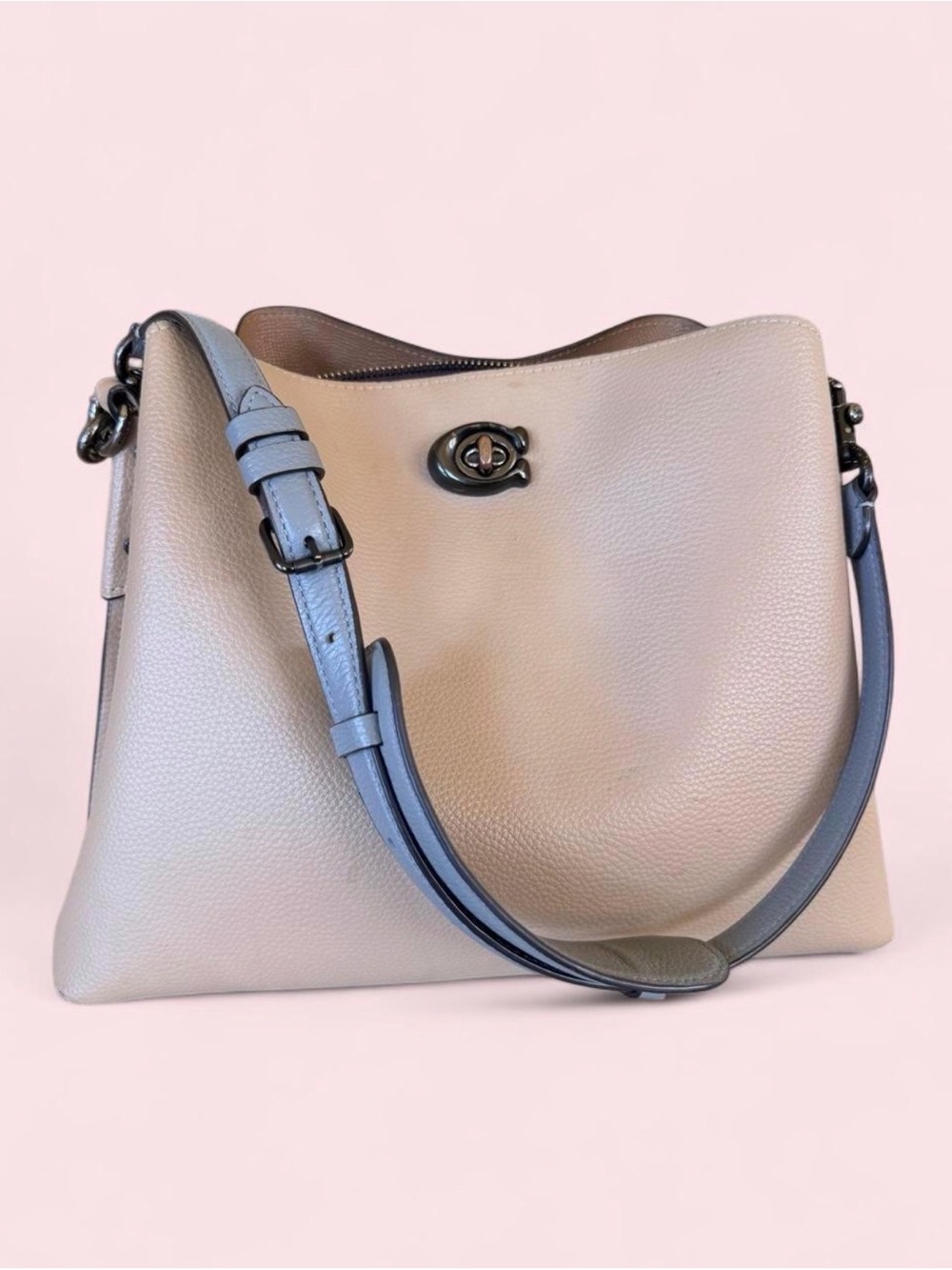 Coach Colorblock Willow Shoulder Bag in taupe multi With gray strap